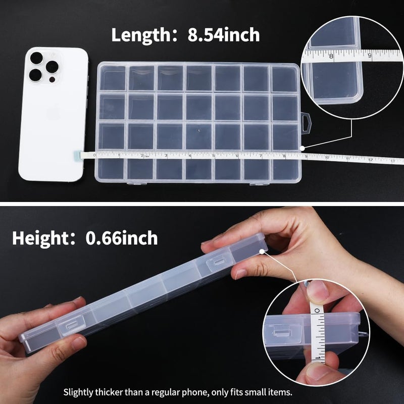IOOLEEM 28 Grids Plastic Bead Organizer Box, Organizer Container Storage Box, Dividers for bead arts and crafts.(2 Pack) - Image 3